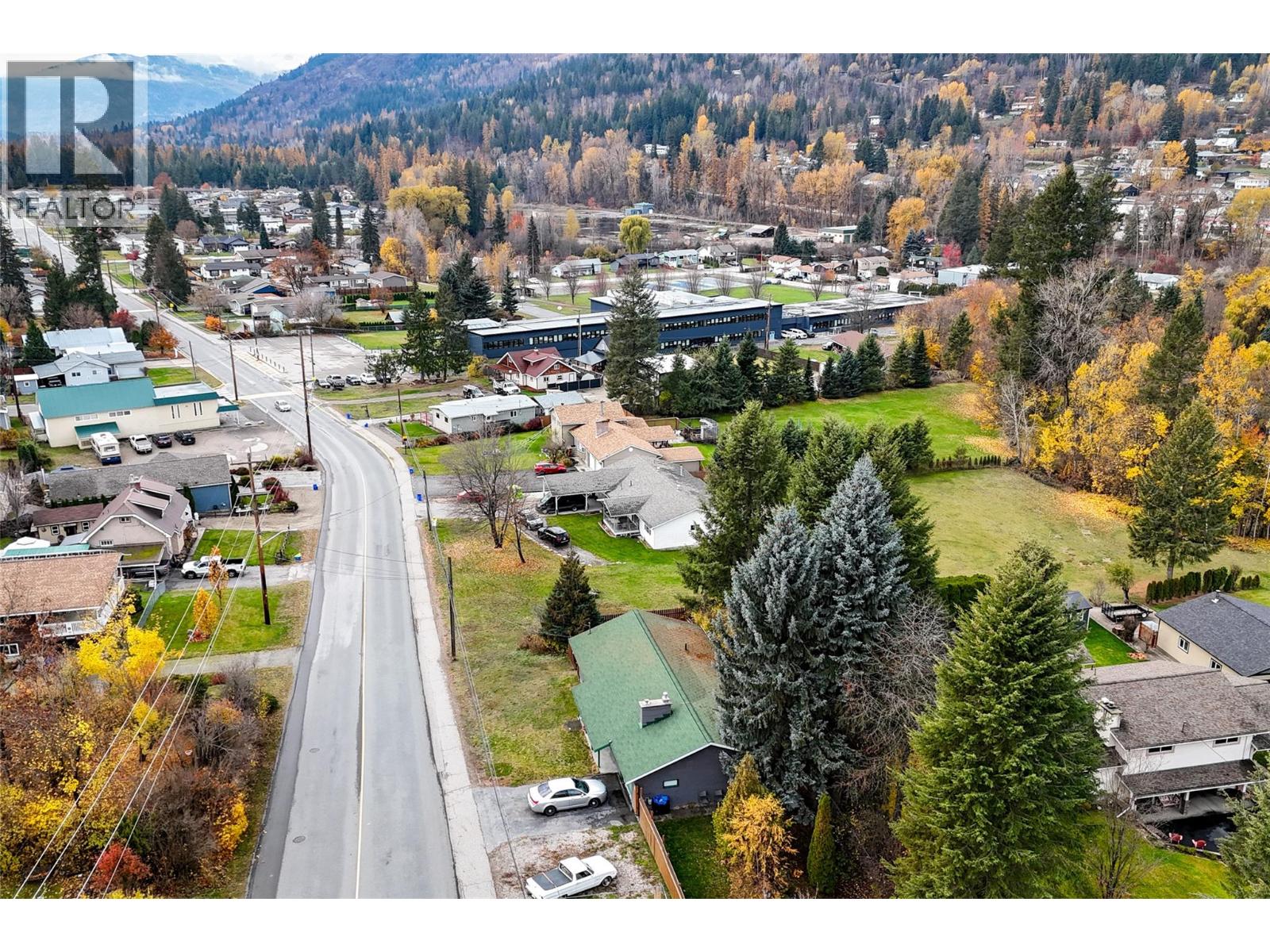 birds-eye view over property.