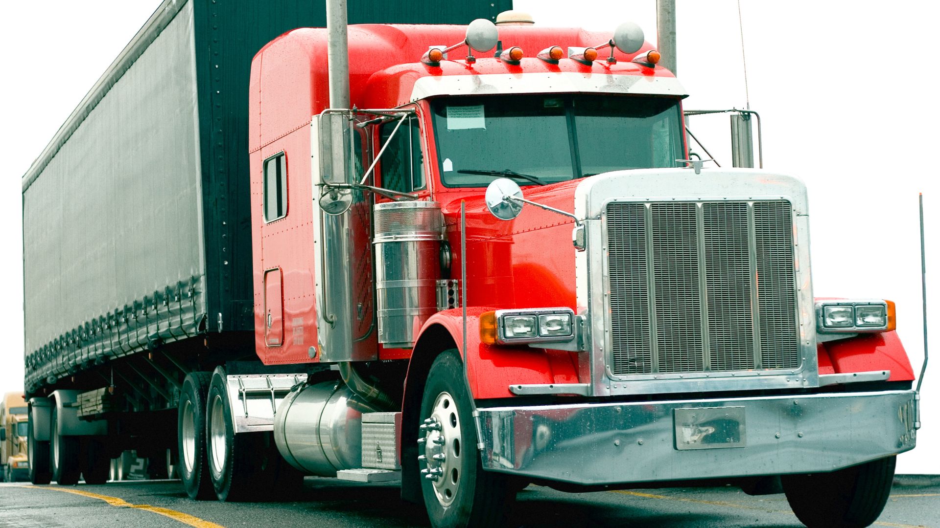 Close Up of a Red Semi Truck