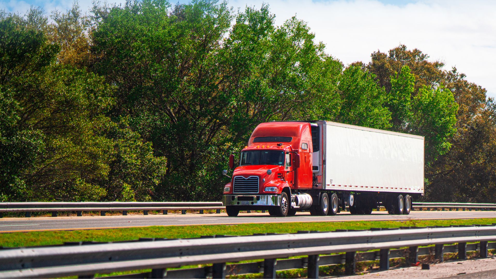 Red Semi Truck on a Country Highway