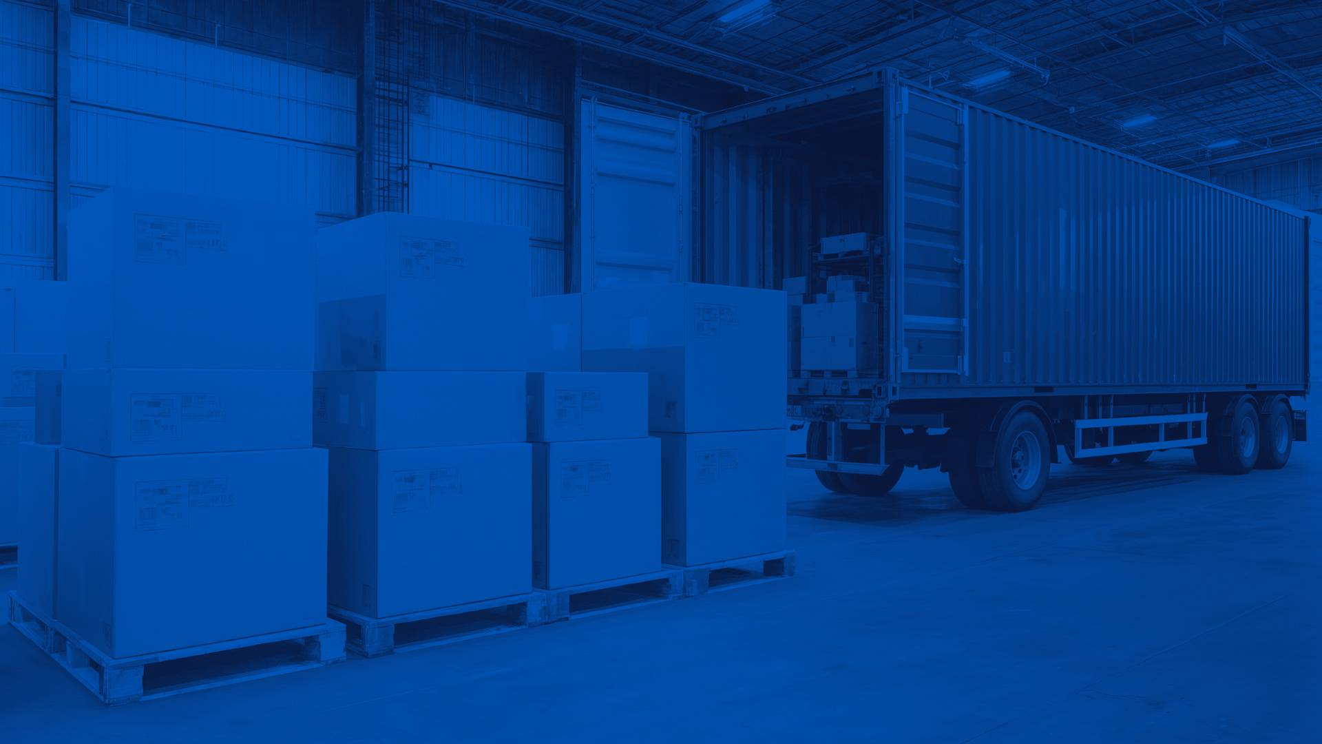 Pallets of Boxes Waiting to Be Loaded Onto a Truck in a Warehouse