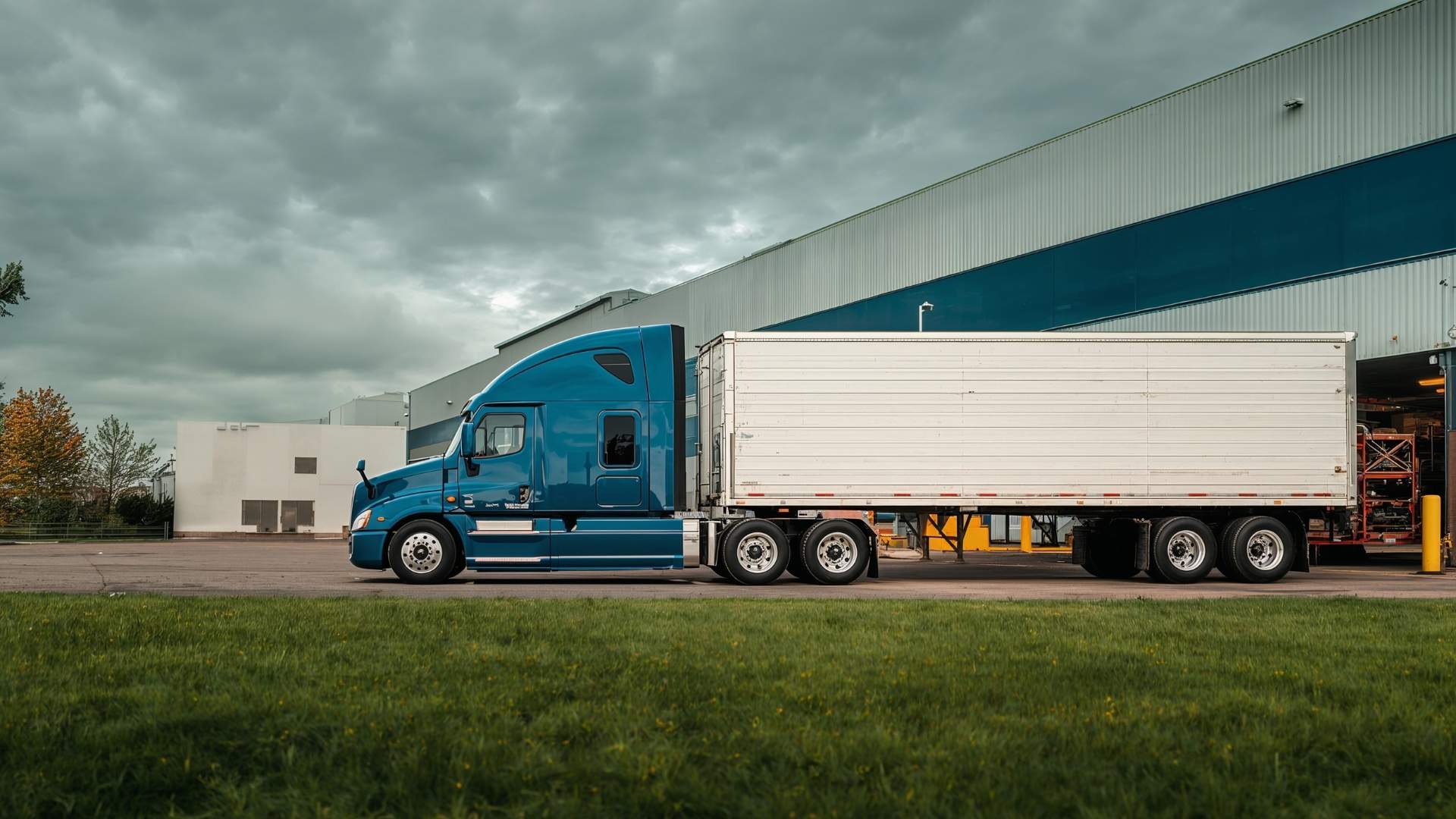 Blue Semi Truck at a Loading Dock