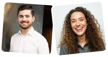 Two headshots of a man and a woman.