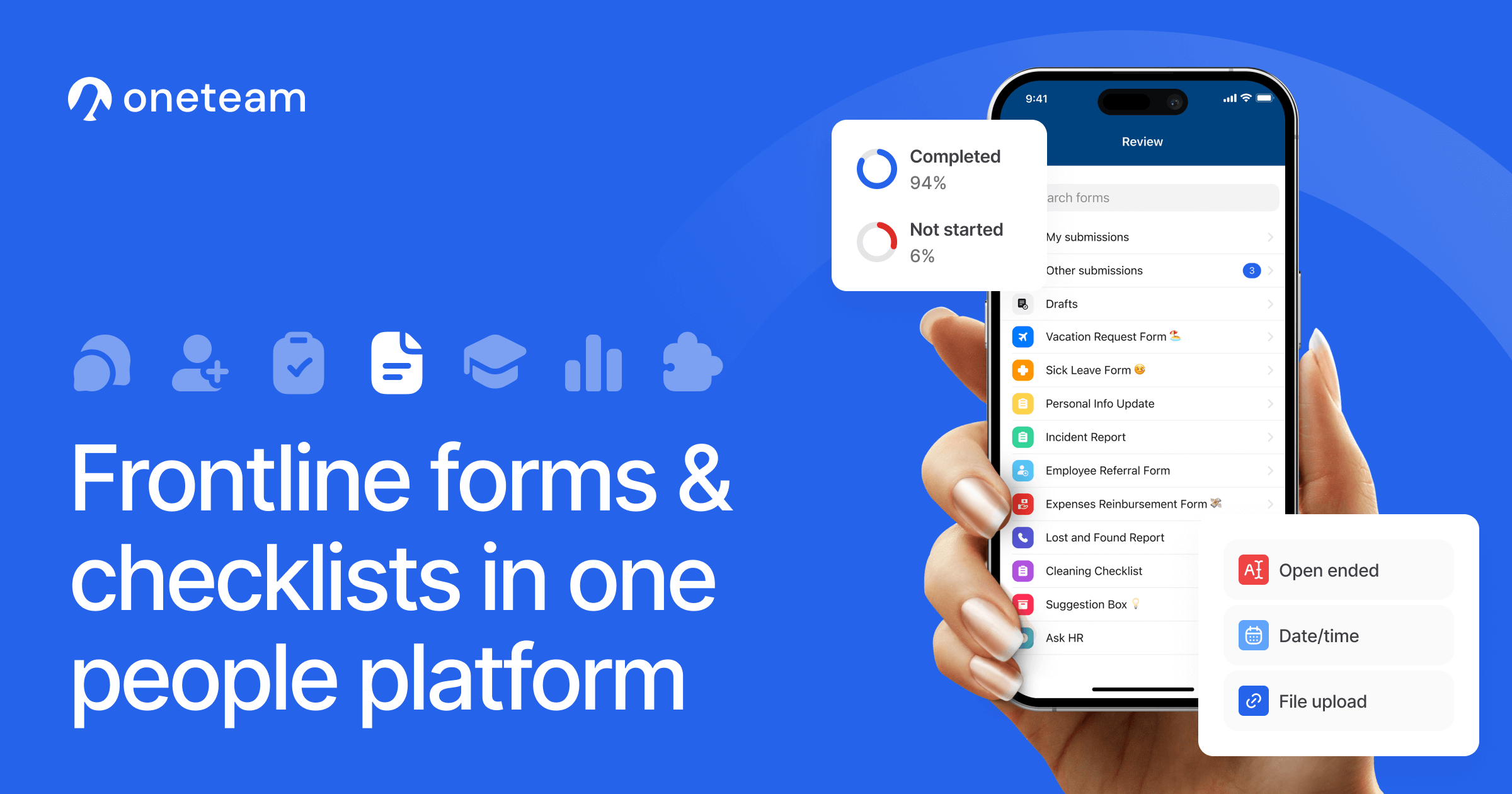 Forms and checklist app for deskless employees | Oneteam