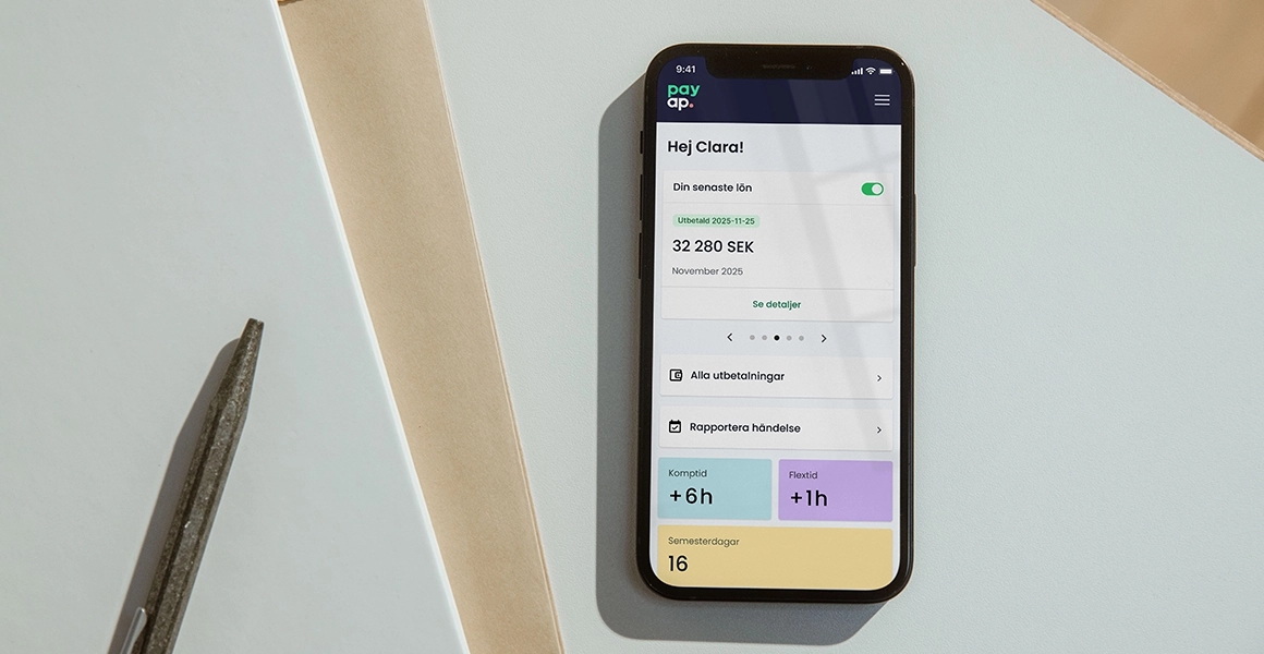 Mobil på ettskrivbord visar Payaps användargränsnitt 