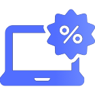 Icon of a laptop showing percentage growth