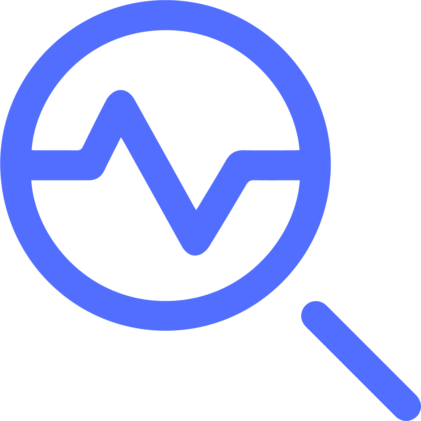 Icon of a magnifying glass enhancing a pulse measurement