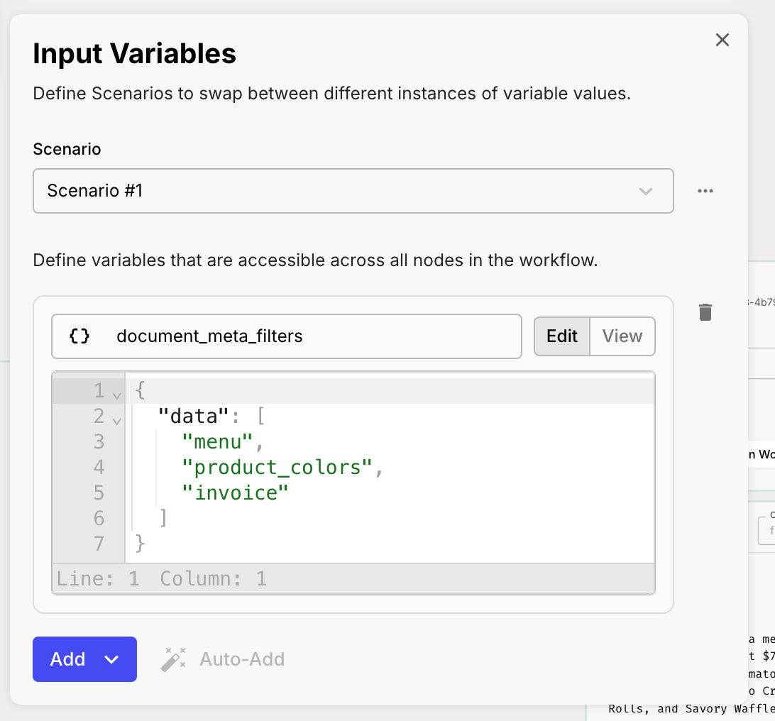 Setting up input variables