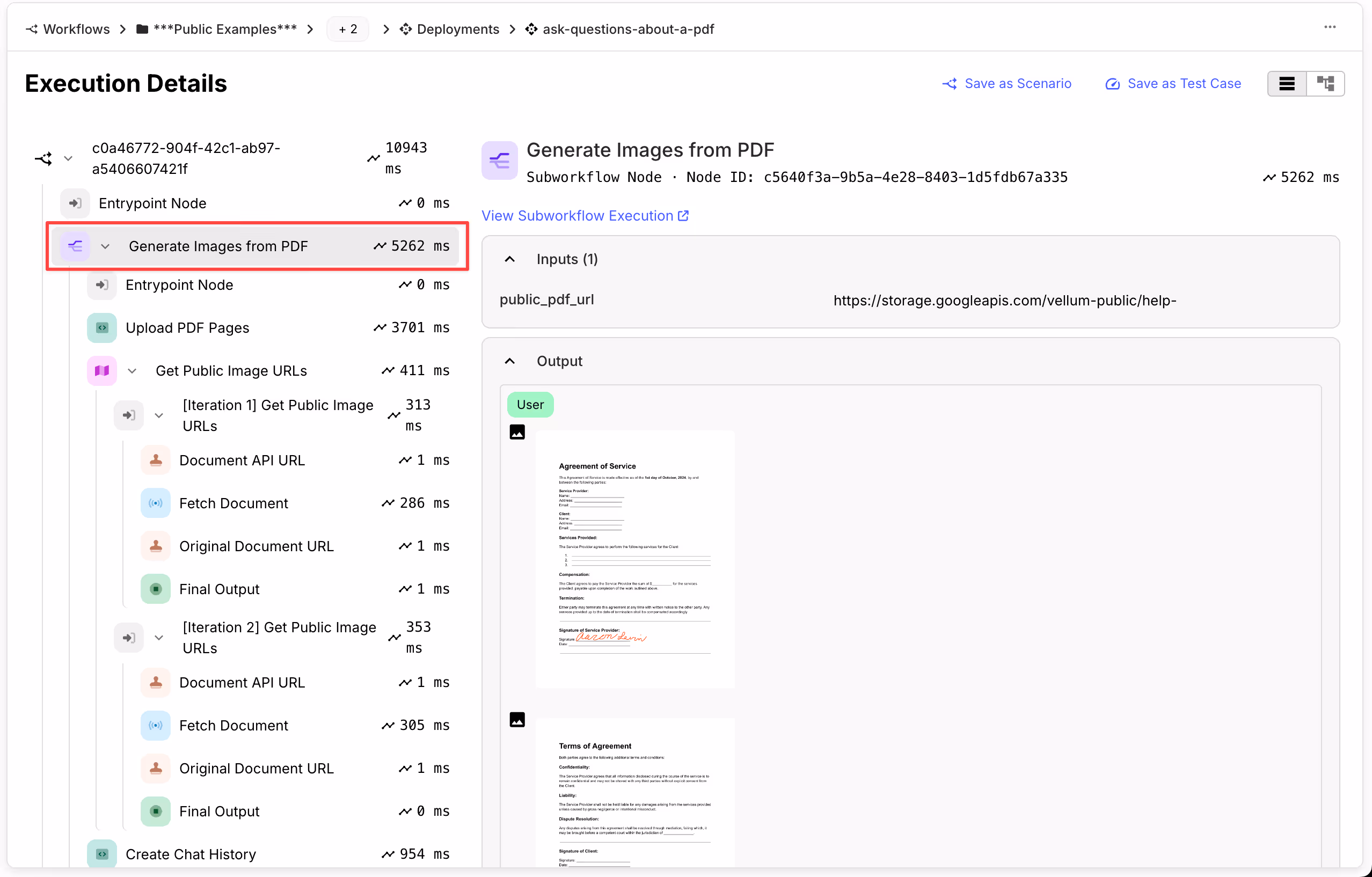 preview of Subworkflow executions