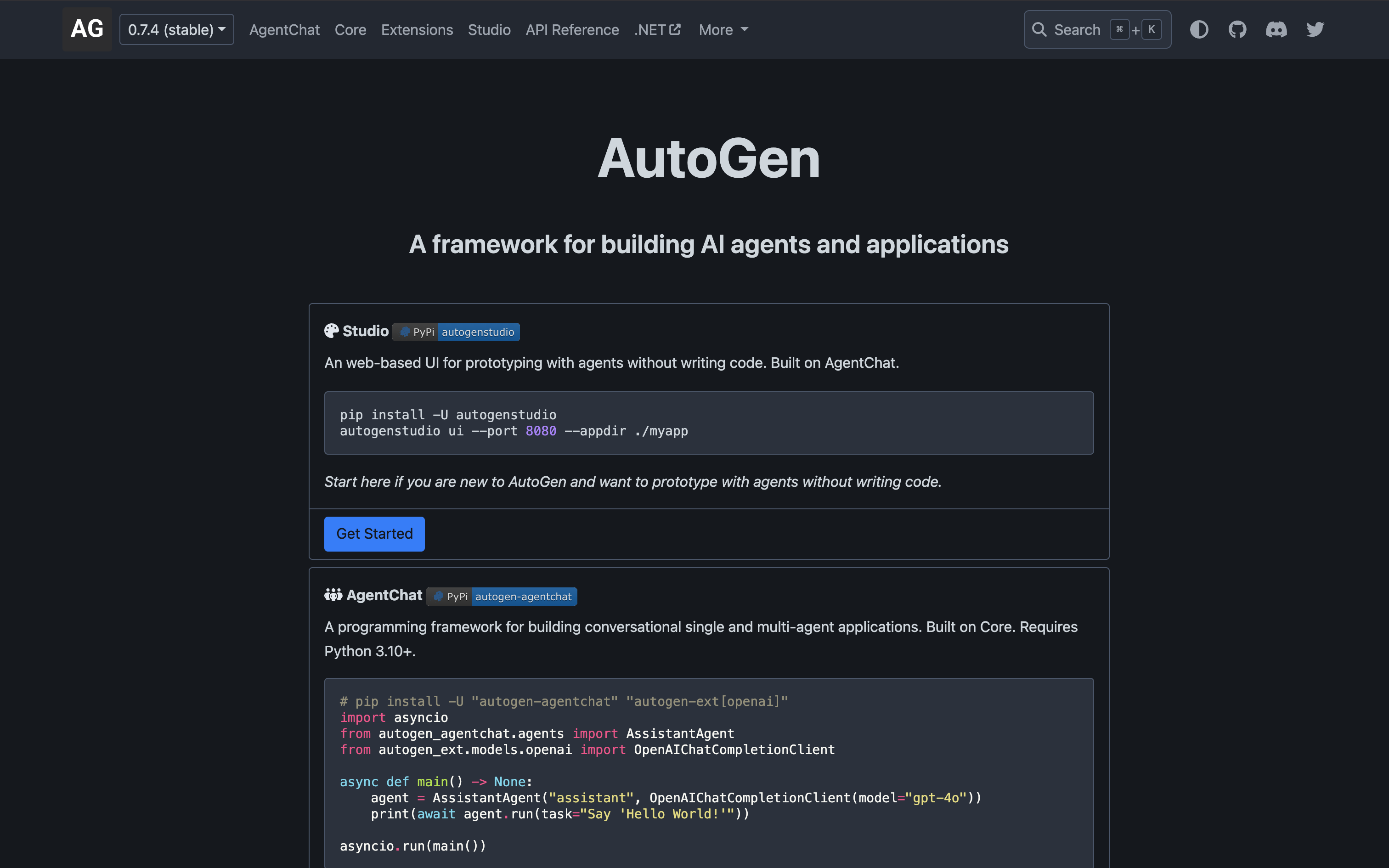 AutoGen Homepage