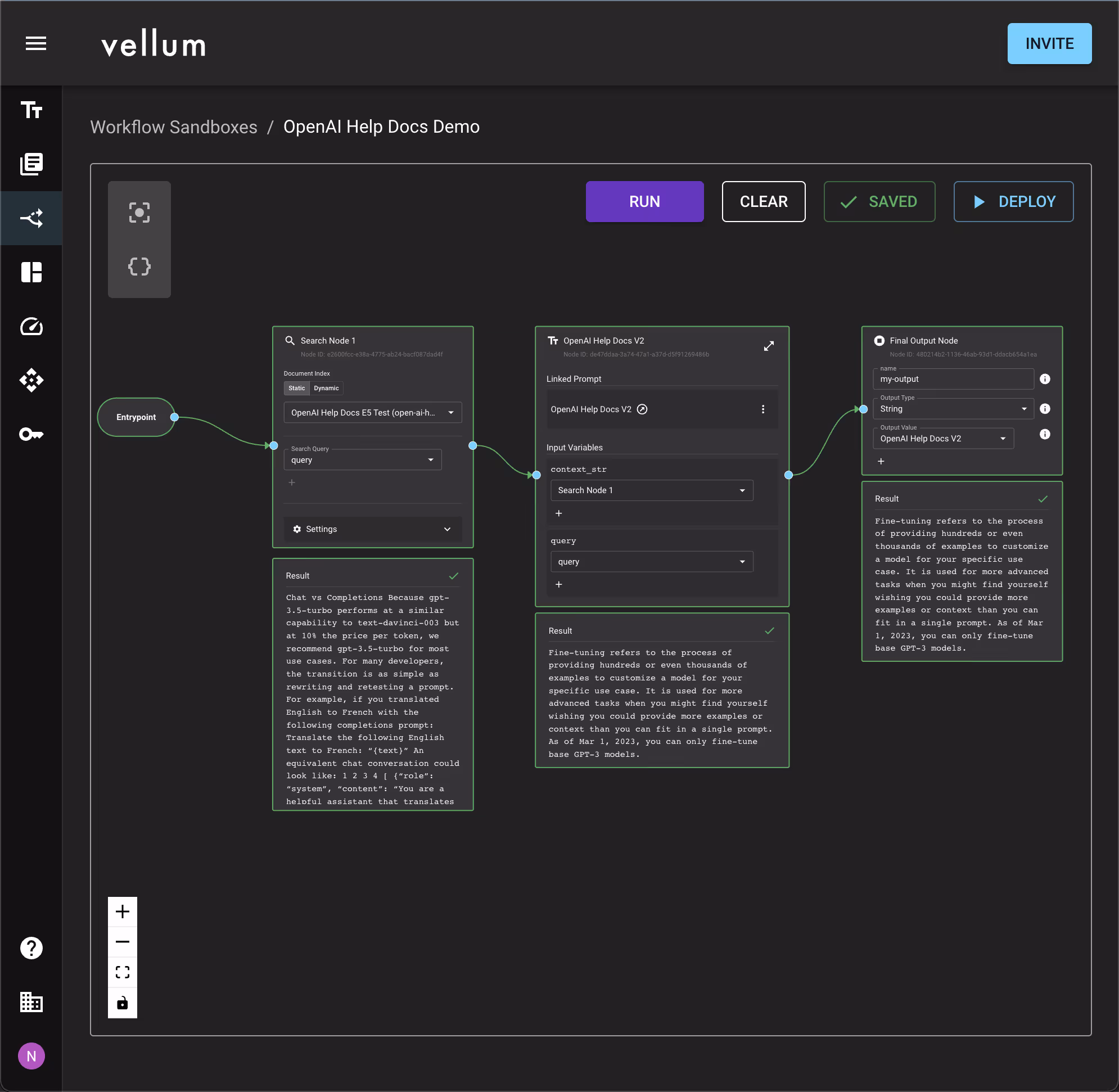 Screenshot from Vellum's Workflow module