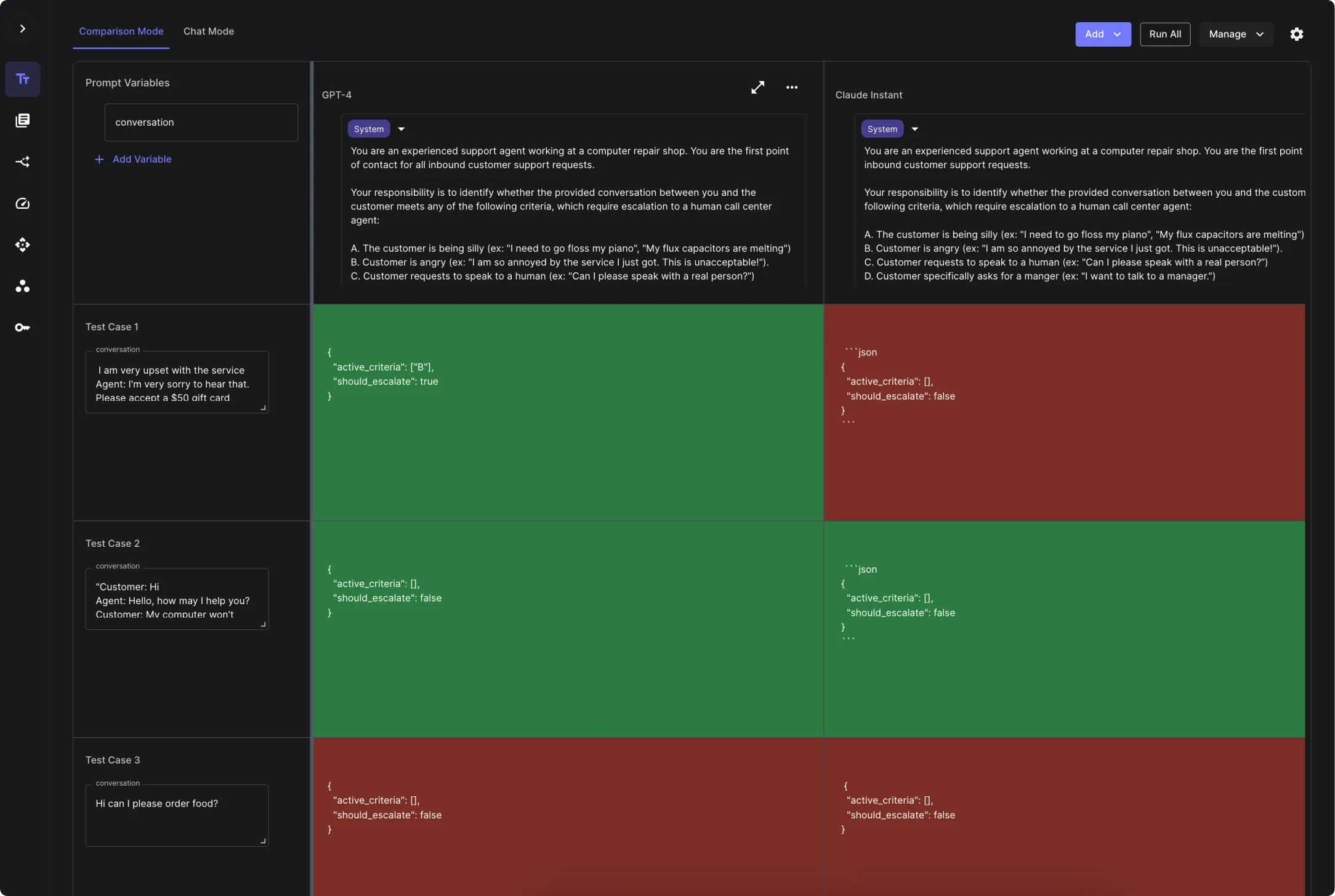 Screenshot of Vellum's playground