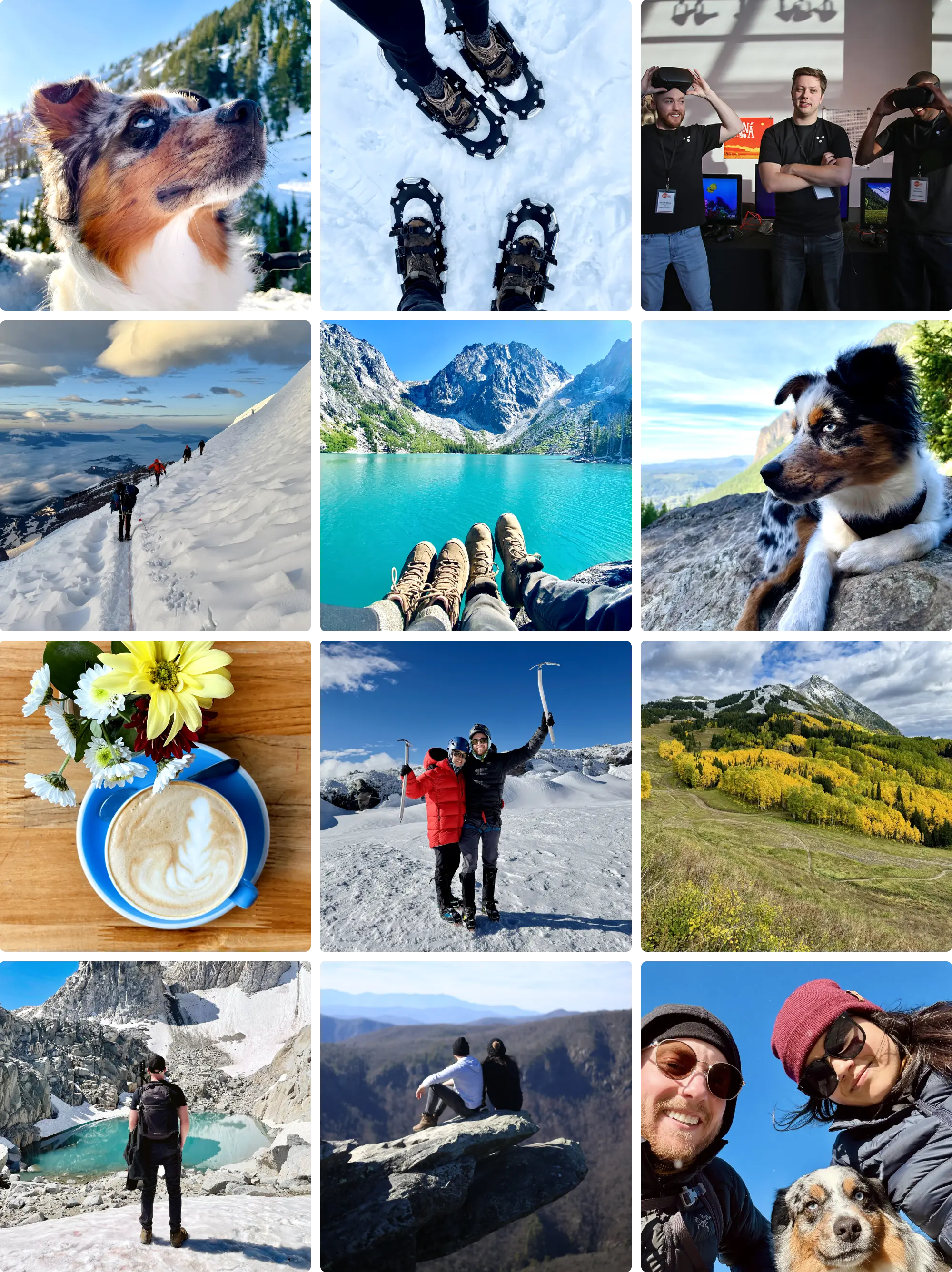 A grid of images showing my hobbies and family.
