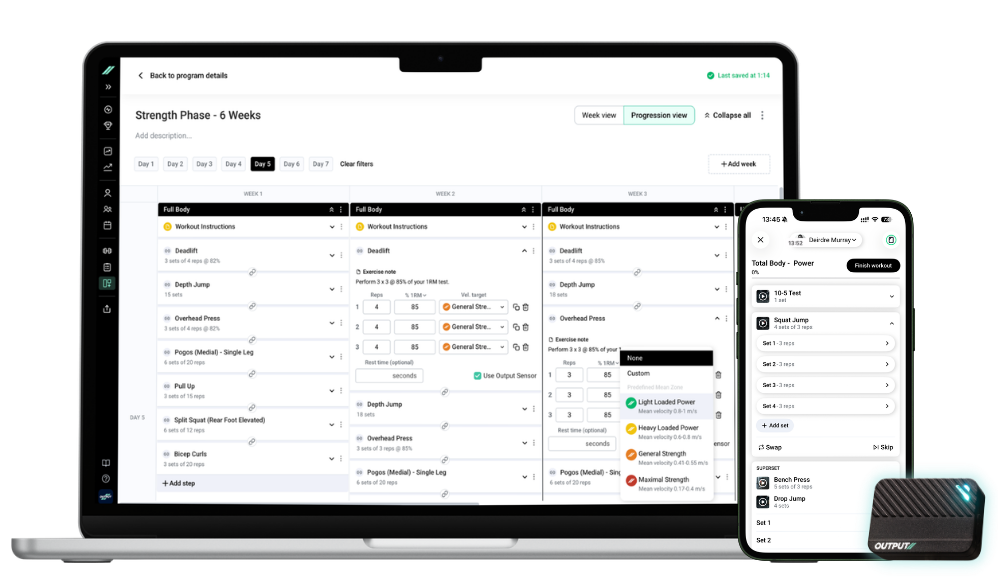 Strength and Conditioning software and hardware with VBT sensor