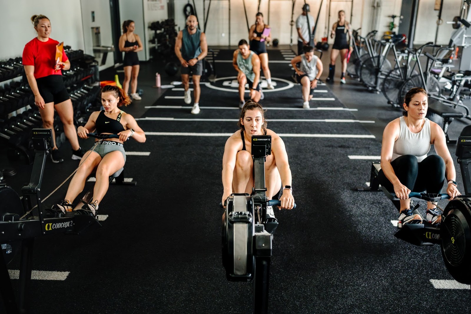 Busy Hyrox Gym completing the Hyrox Conditioning Test