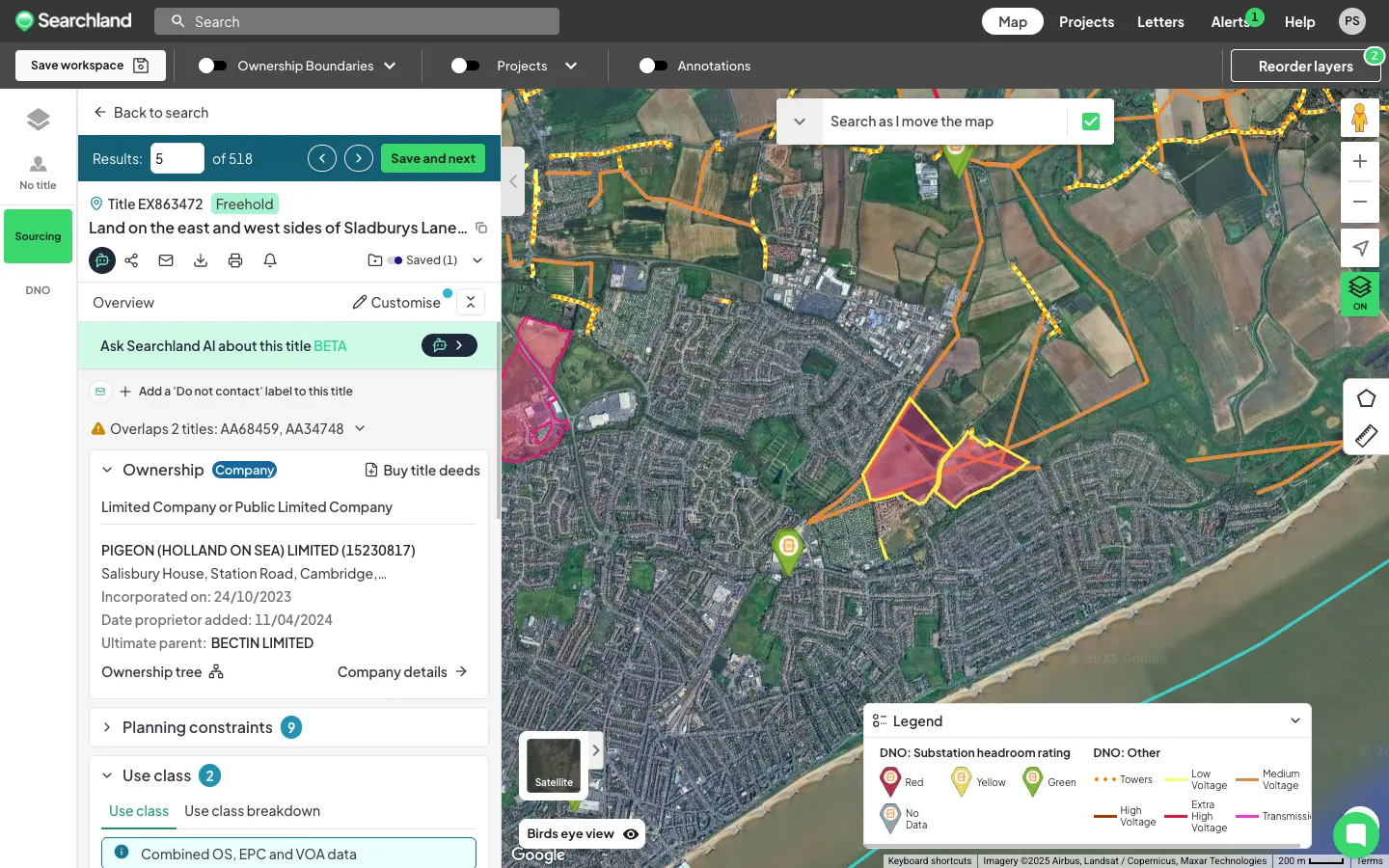 Searchland UI | Sourcing tool and DNo data