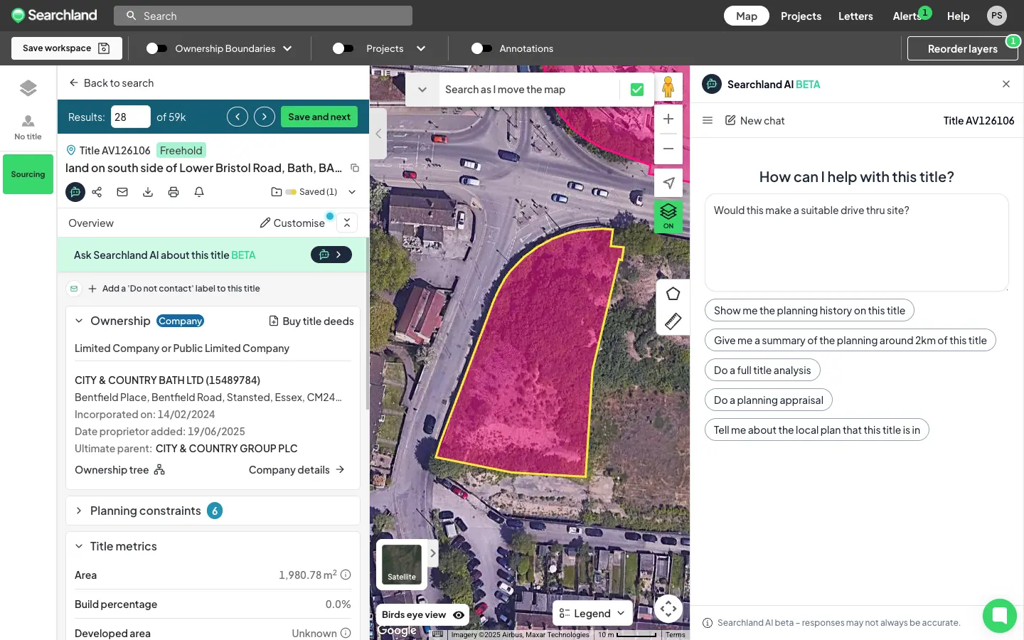 Searchland UI | Ai powered site assessment