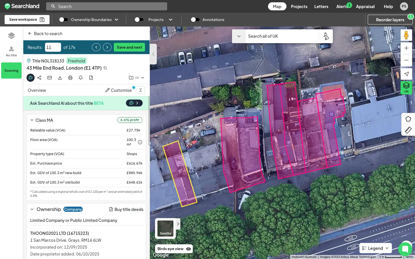 Searchland UI | Sourcing tool | Class MA search