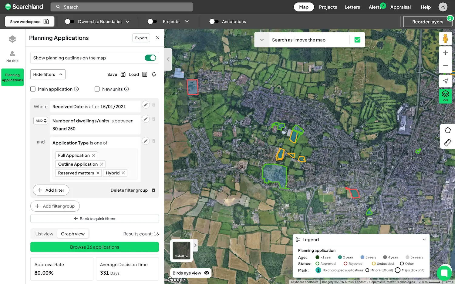 Searchland UI | Planning tool
