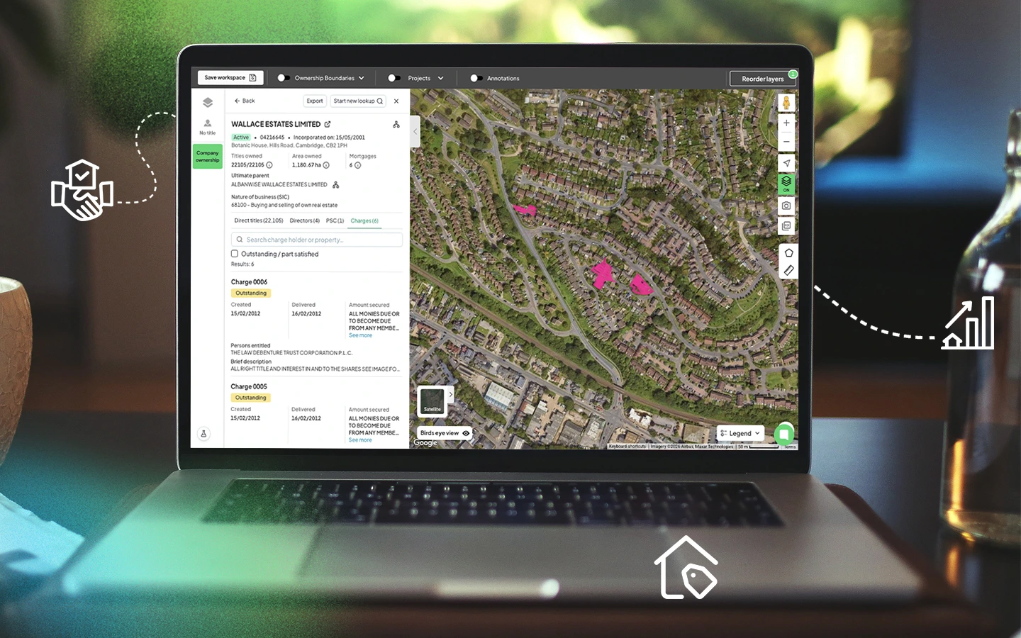 companies house charges UI on Searchland