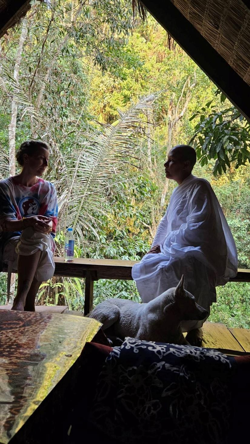 A person and person sitting on a porchAI-generated content may be incorrect.