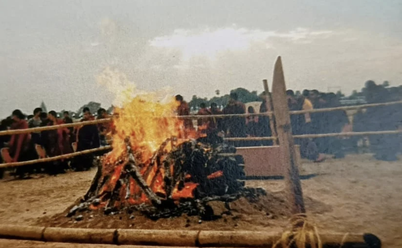 A bonfire in the sand