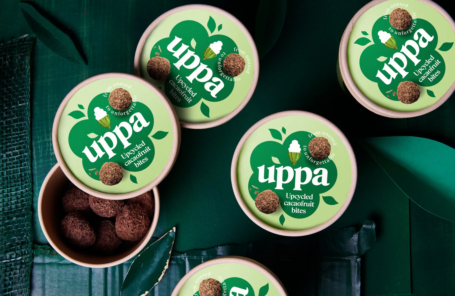 packaging design for Uppa -Gudrun group. Green jars
