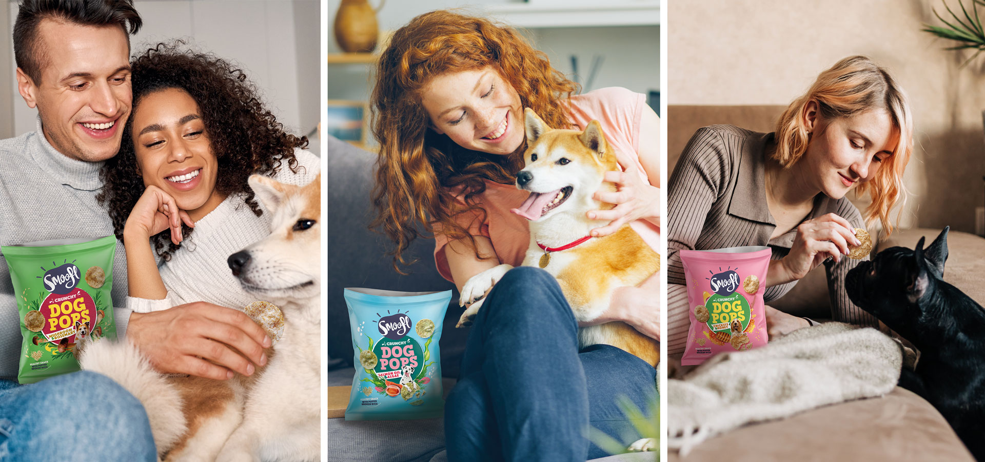 people with their dog enjoying dog pops from smoofl