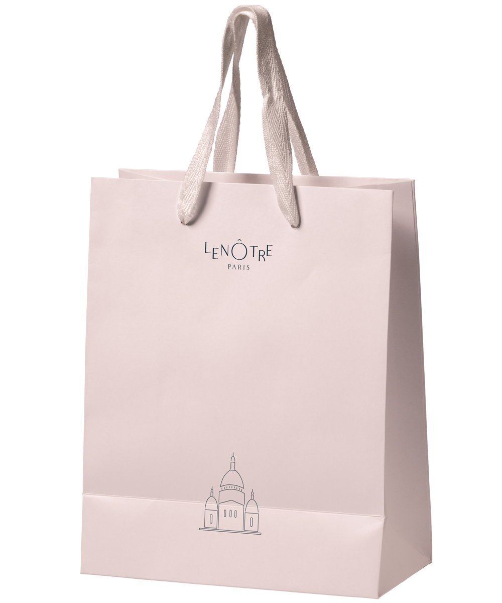 sac de vente rose pale avec pictogramme sacré coeur bleu foncé