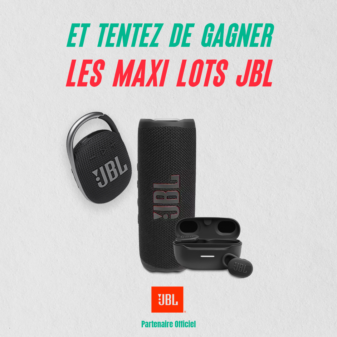 Post instagram montrant 2 enceintes et des écouteurs JBL comme lot à gagner