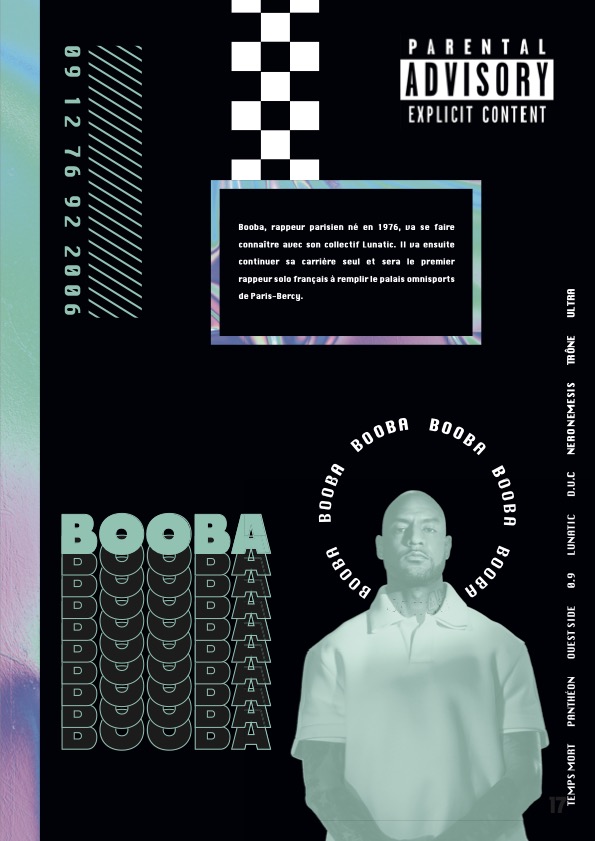 Visuel graphique sur le rappeur Booba