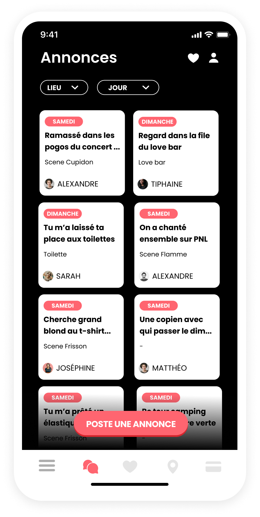 page annonce crush de l'application