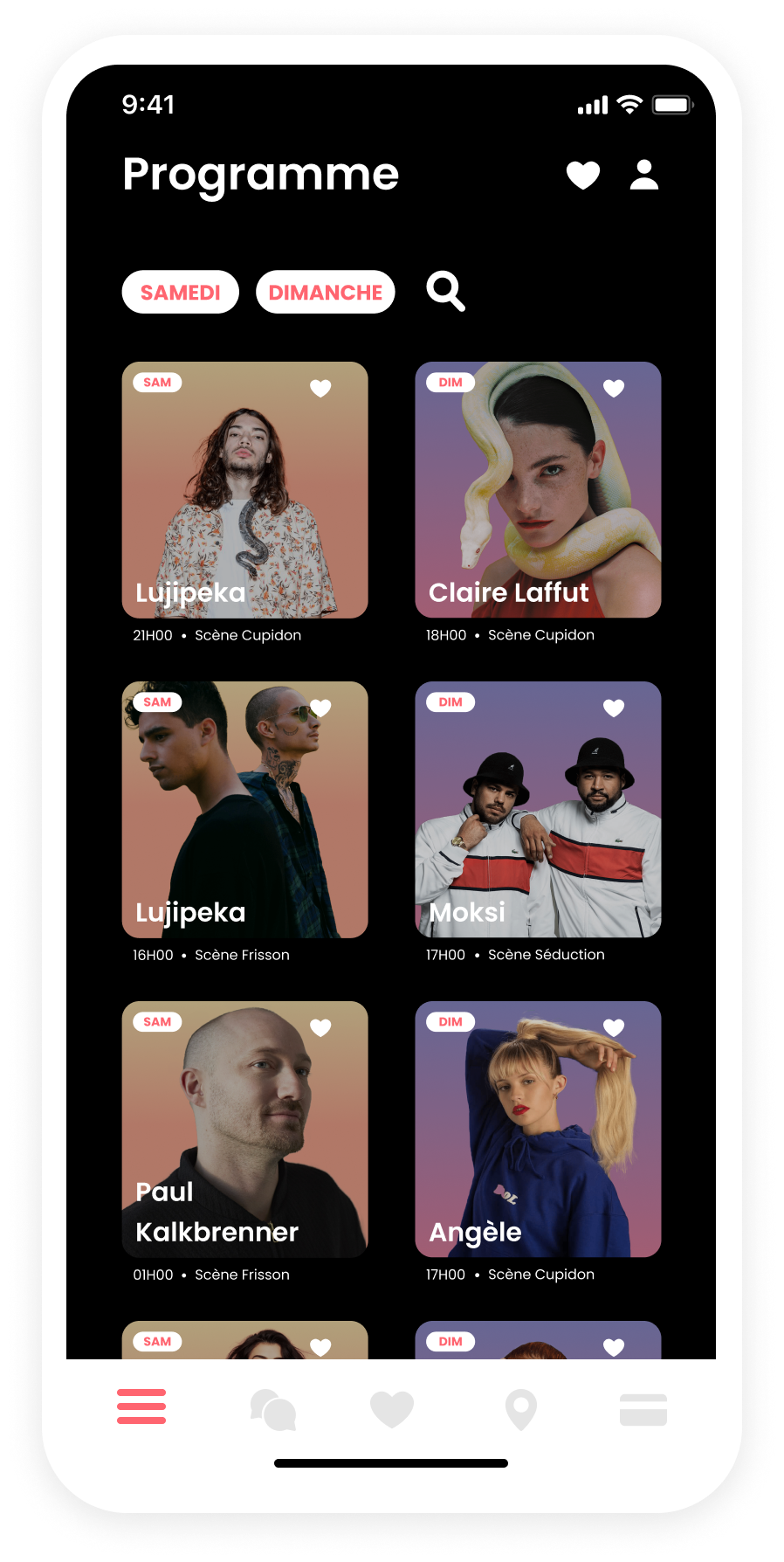 ecran de l'application avec la description de l'artiste dua lipa