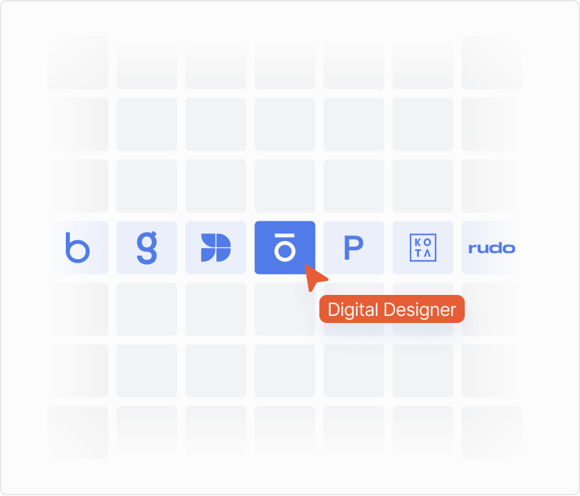 Row of web design agency logos with the Overpass Studio logo highlighted