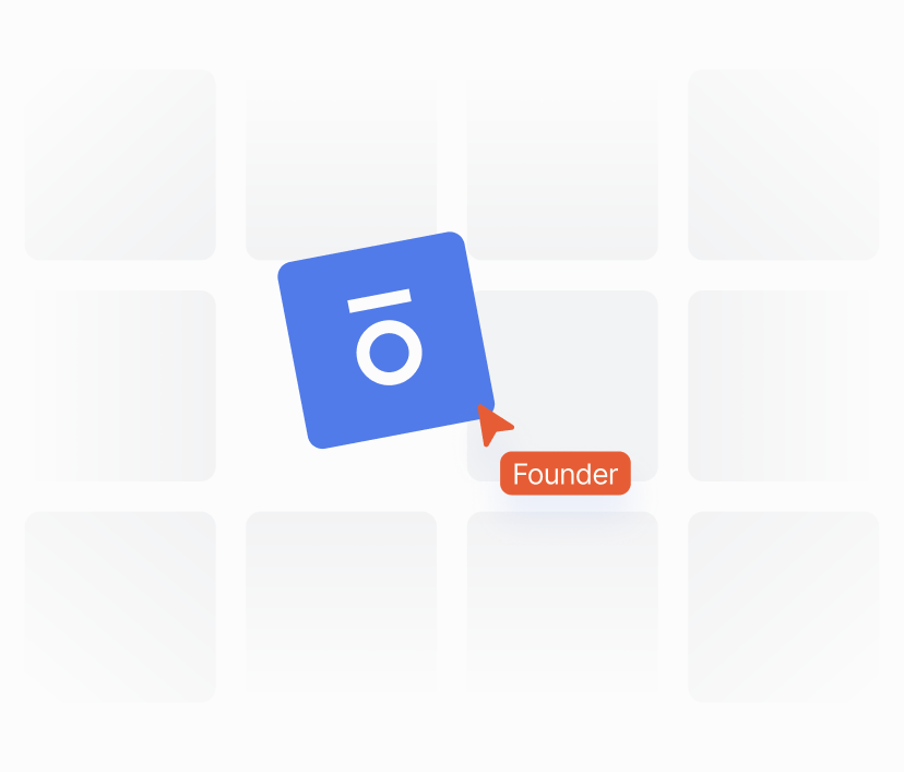 Overpass Studio logo tile selected by a founder cursor