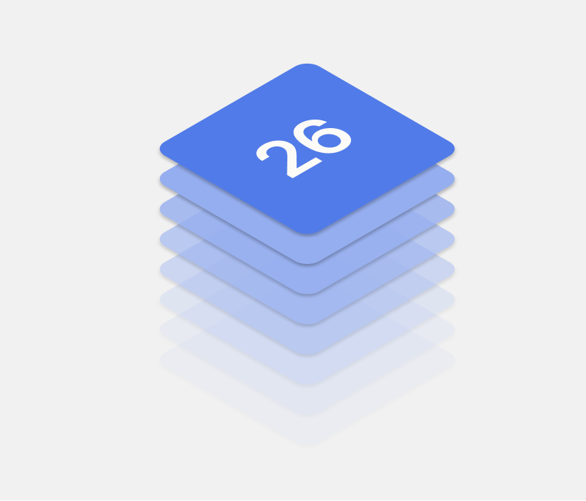 Stack of blue tiles with the number 26