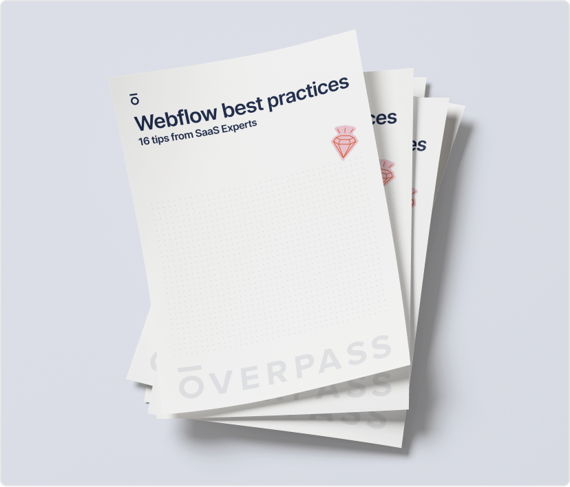 Stack of Overpass "Webflow best practices" report booklets