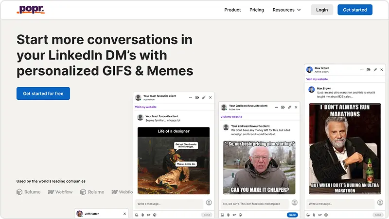Popr homepage hero redesigned by Overpass Studio