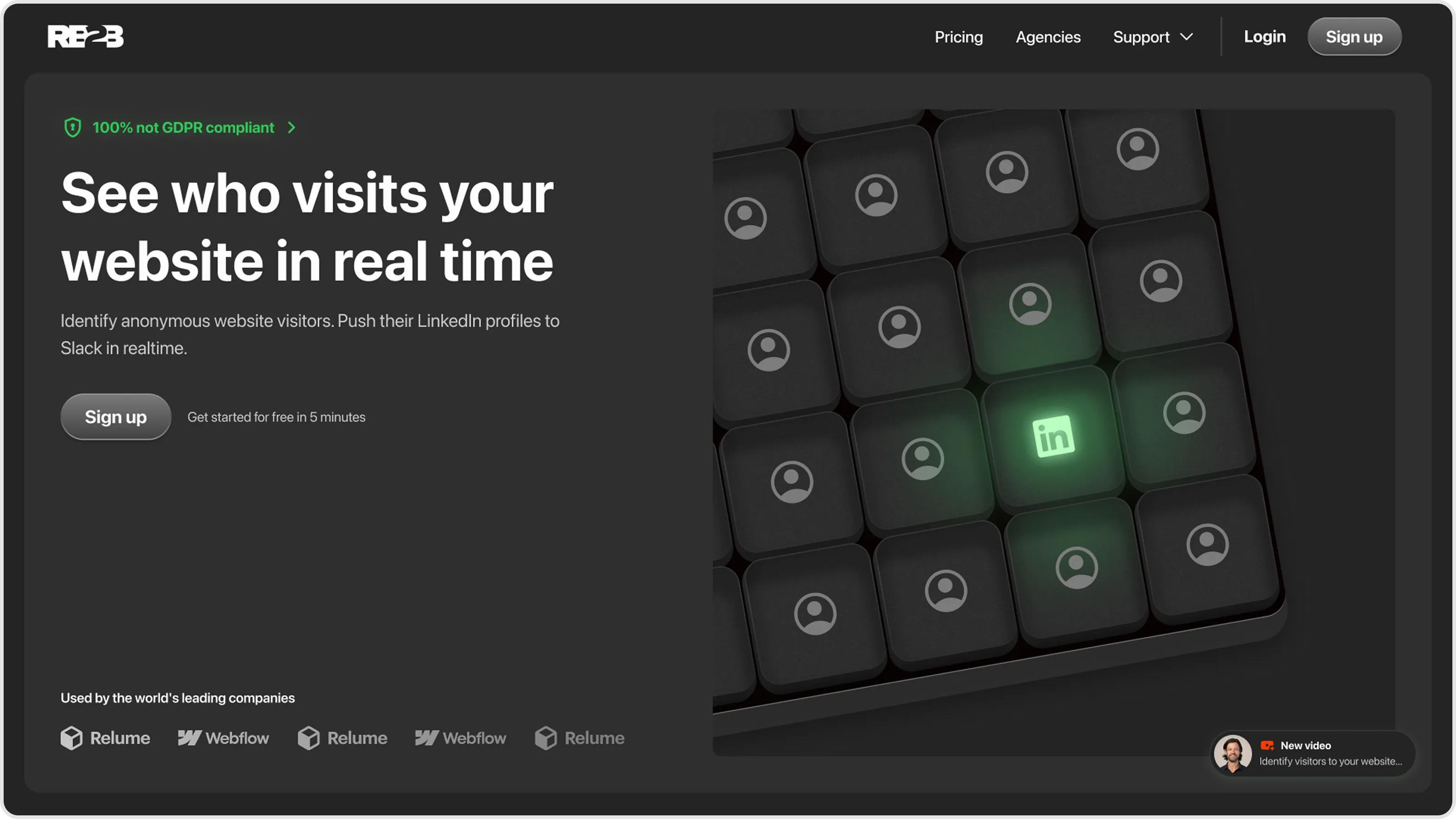 RB2B homepage hero redesigned by Overpass Studio