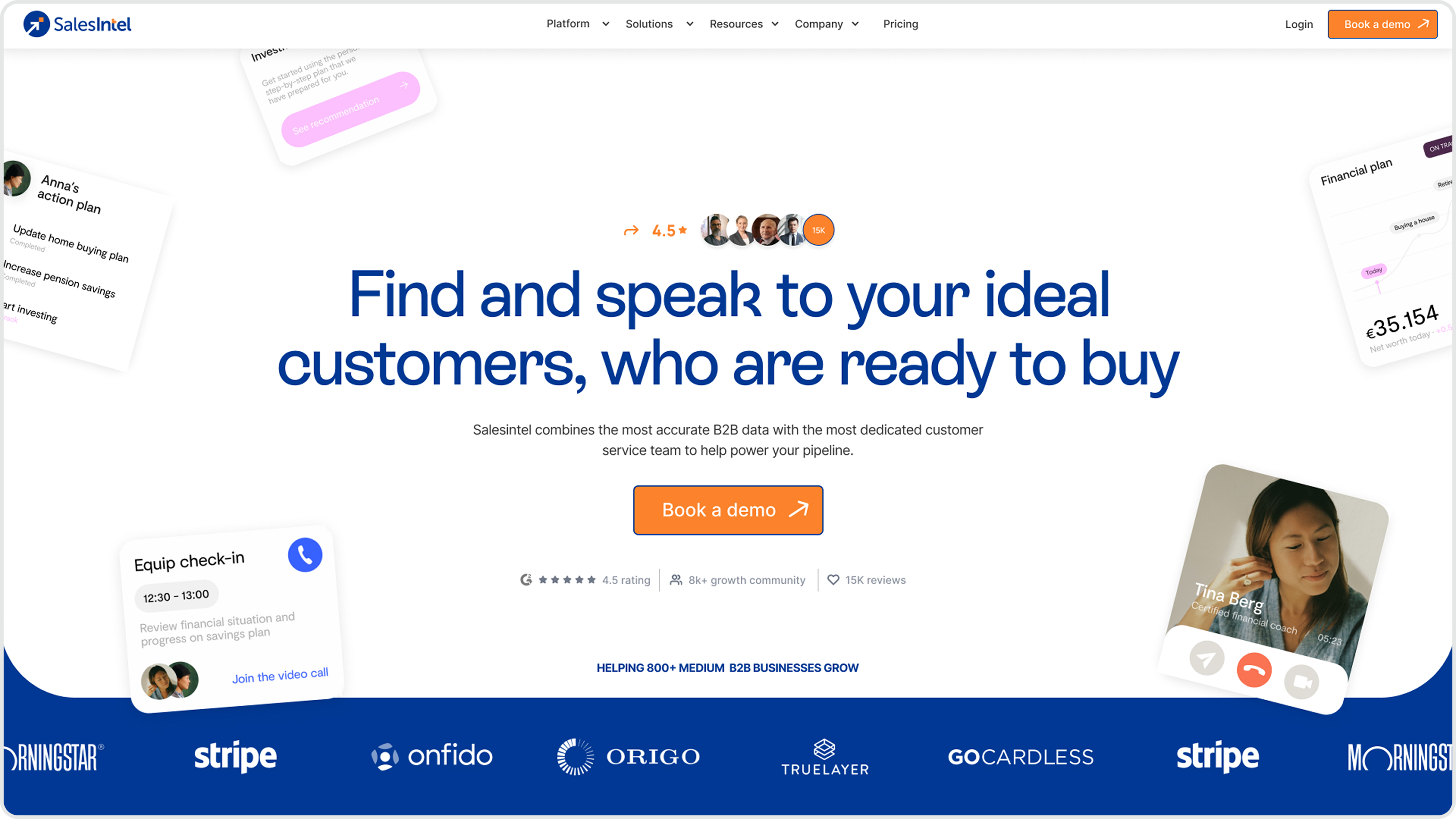 Salesintel homepage hero redesigned by Overpass Studio