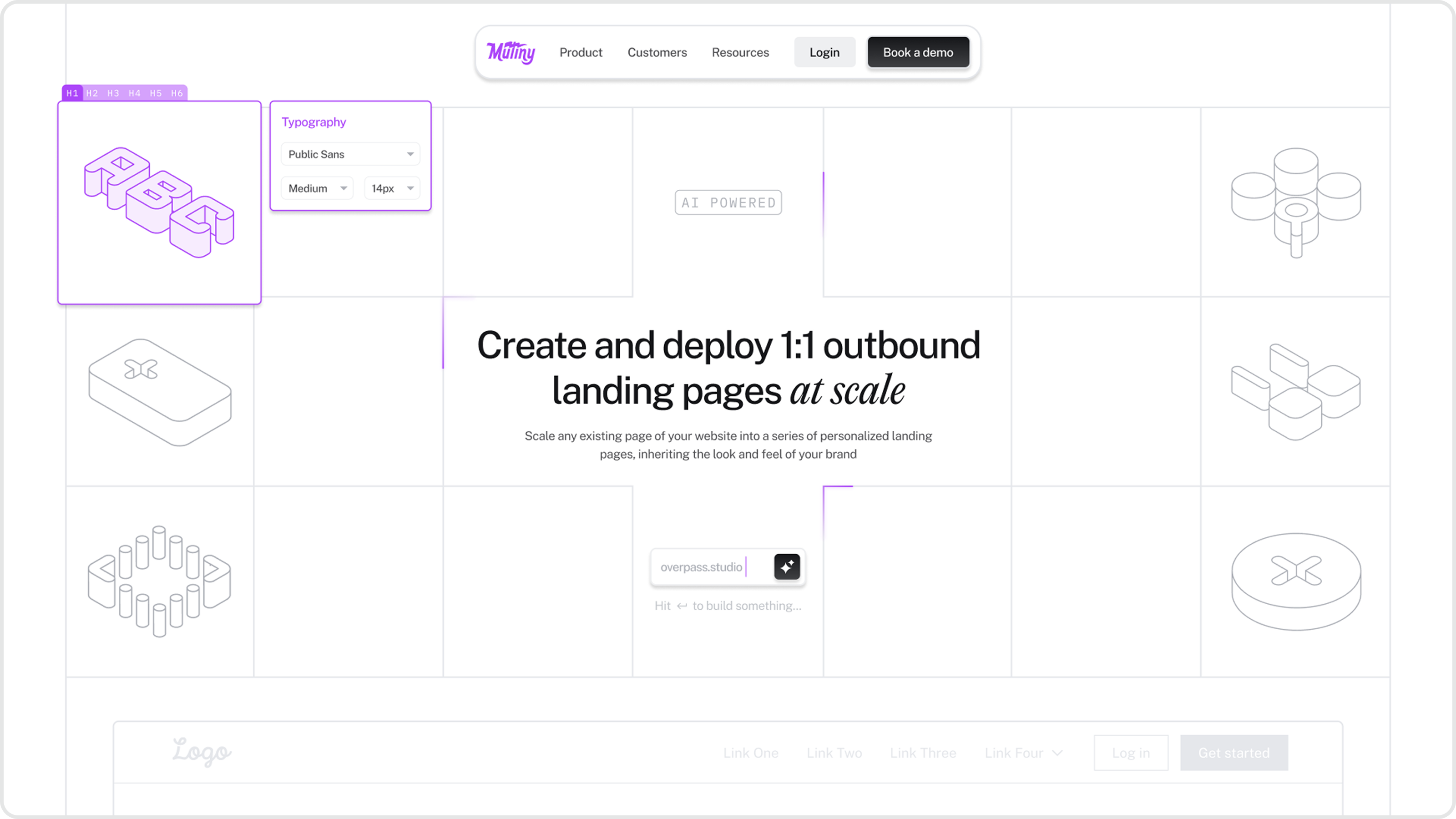 Mutiny homepage hero redesigned by Overpass Studio