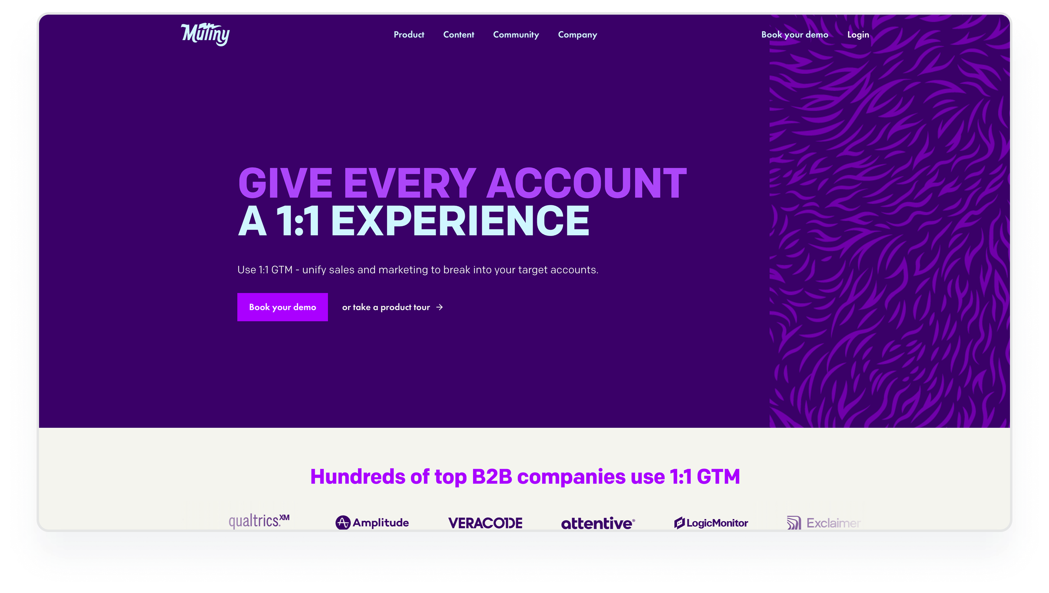 Mutiny homepage hero before redesign