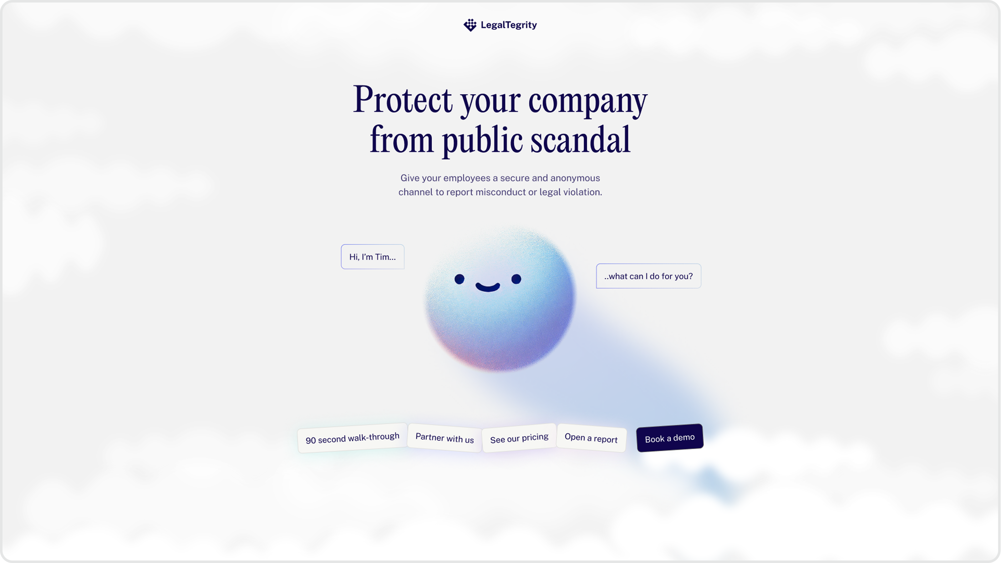 LegalTegrity homepage hero redesigned by Overpass Studio