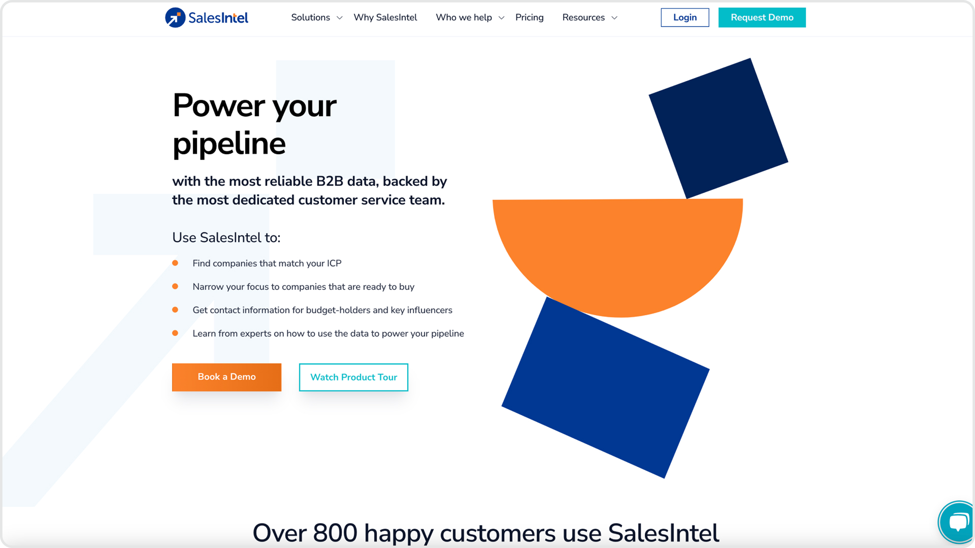 Salesintel homepage hero before redesign