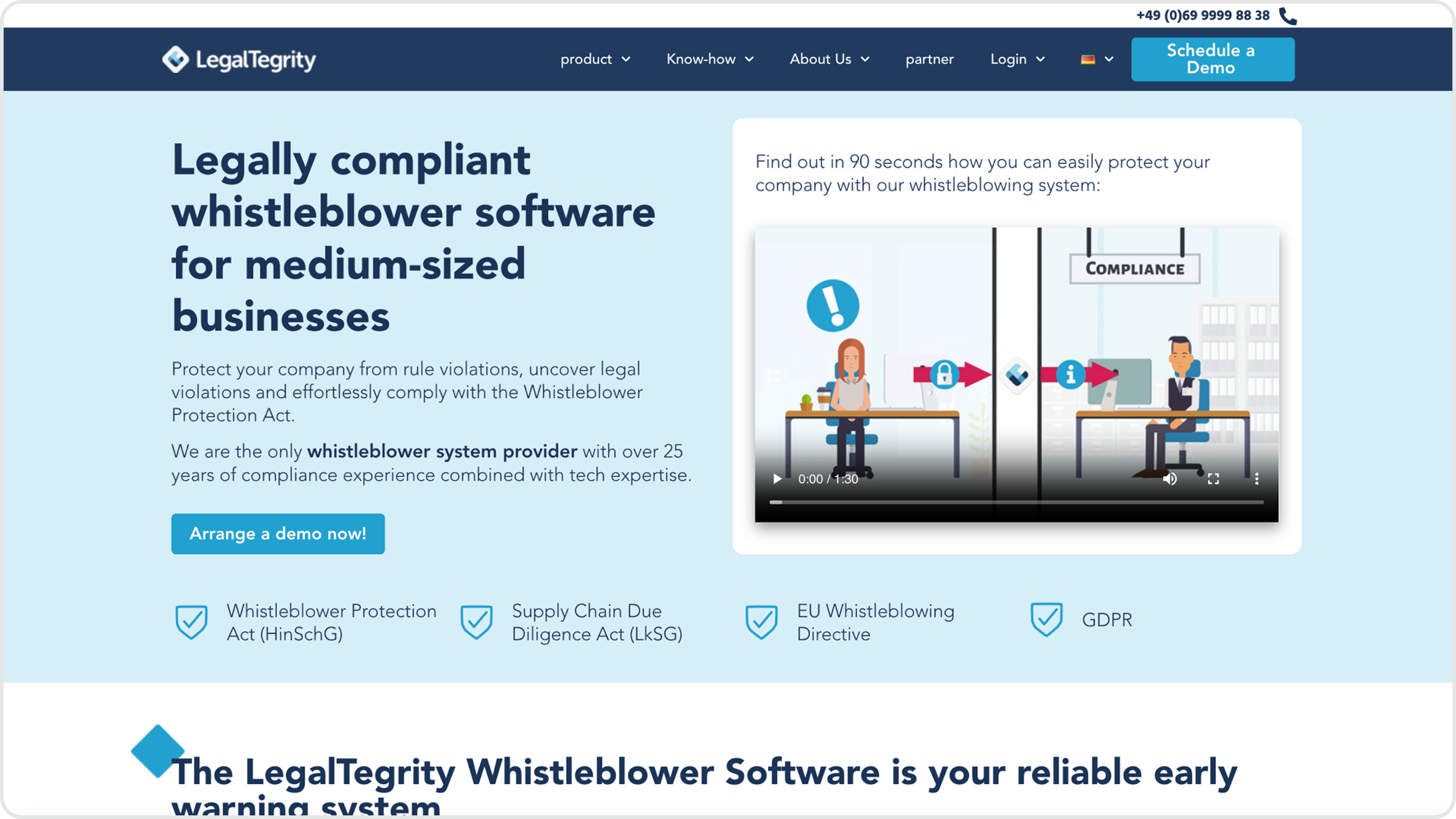 LegalTegrity homepage hero before redesign