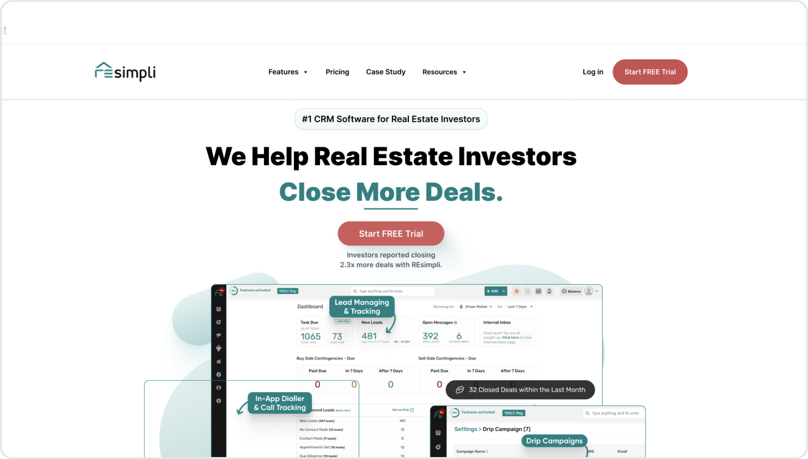 REsimpli homepage hero before redesign