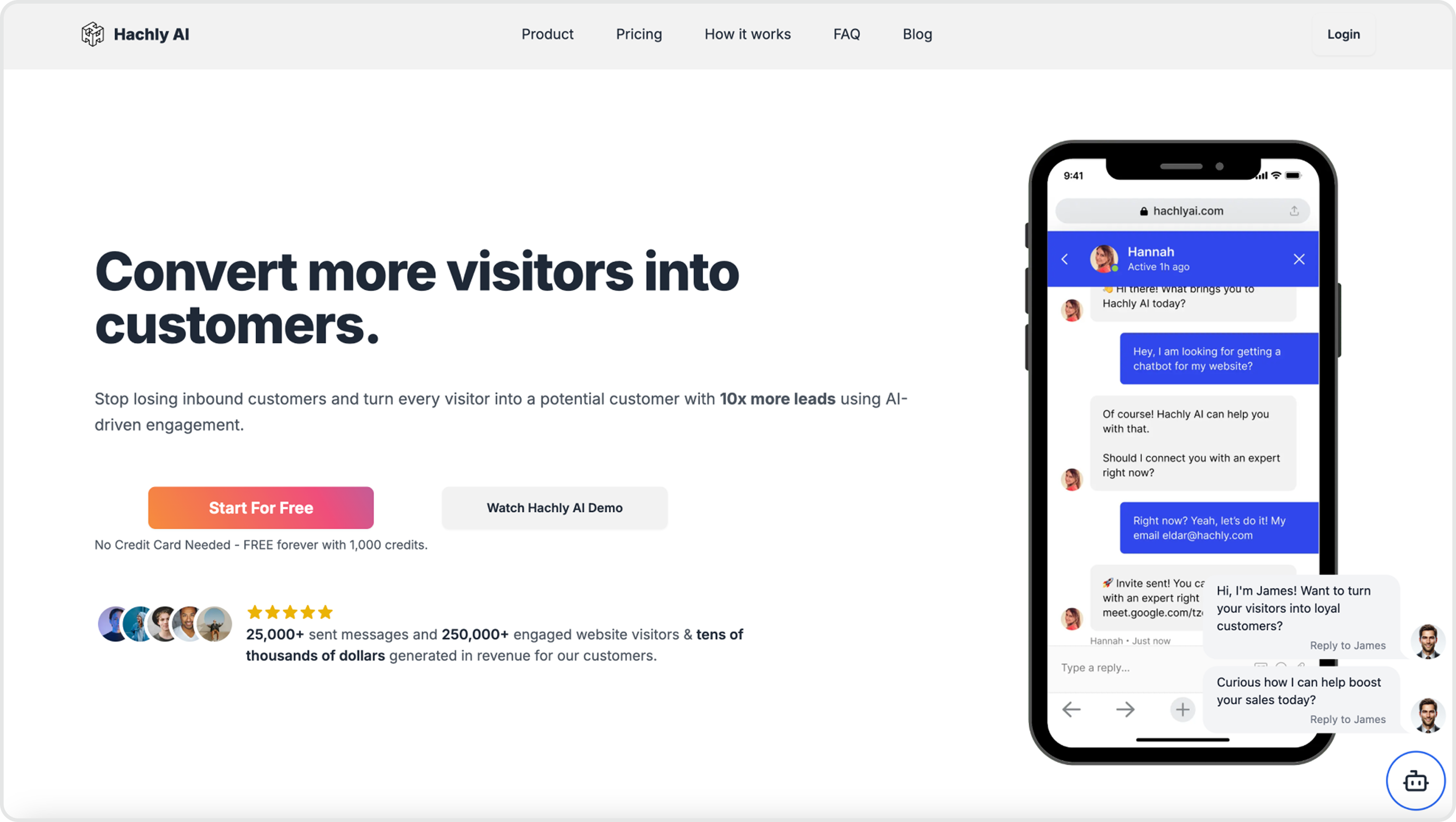 Hachly AI homepage hero before redesign