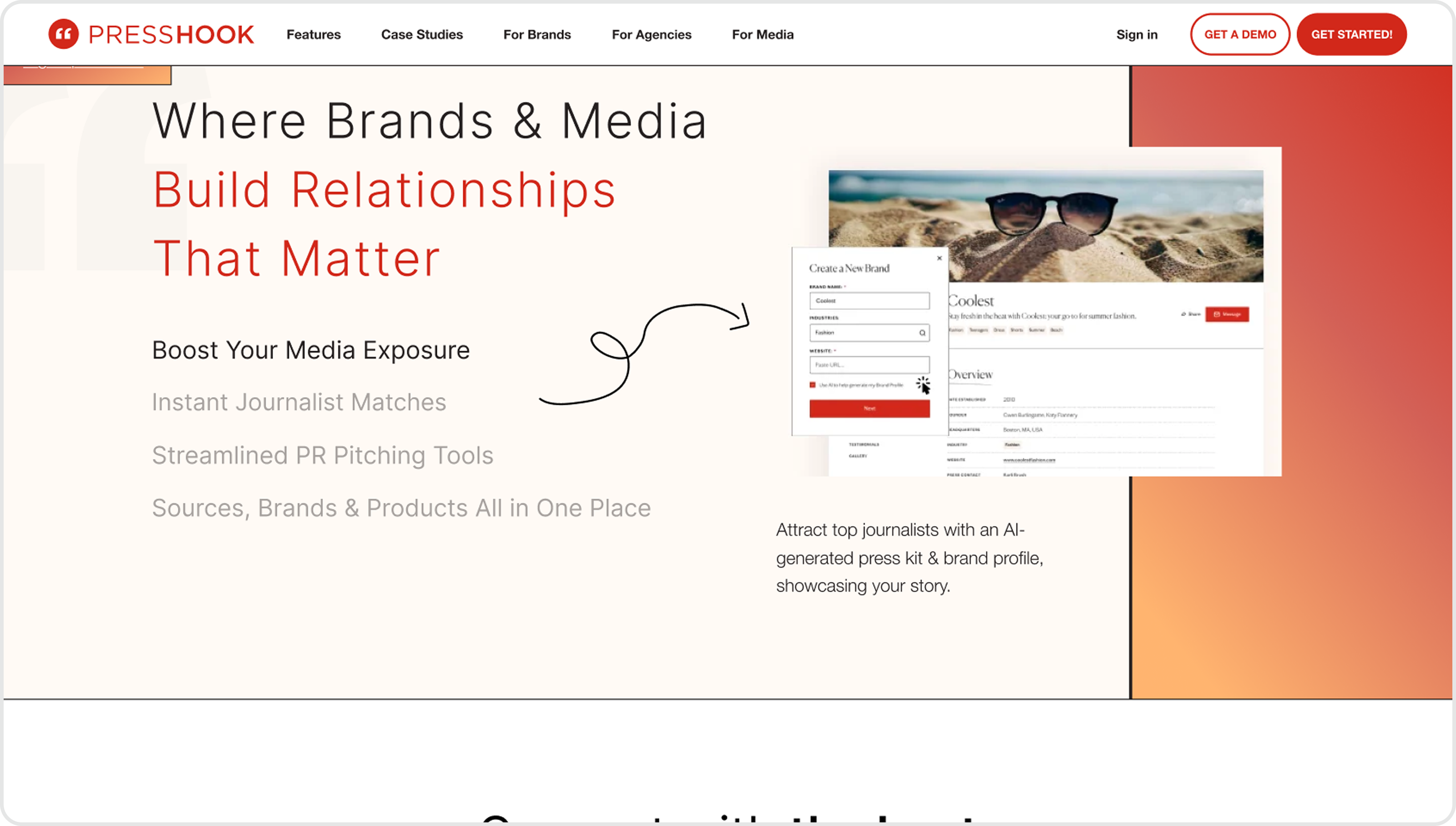 Presshook homepage hero before redesign