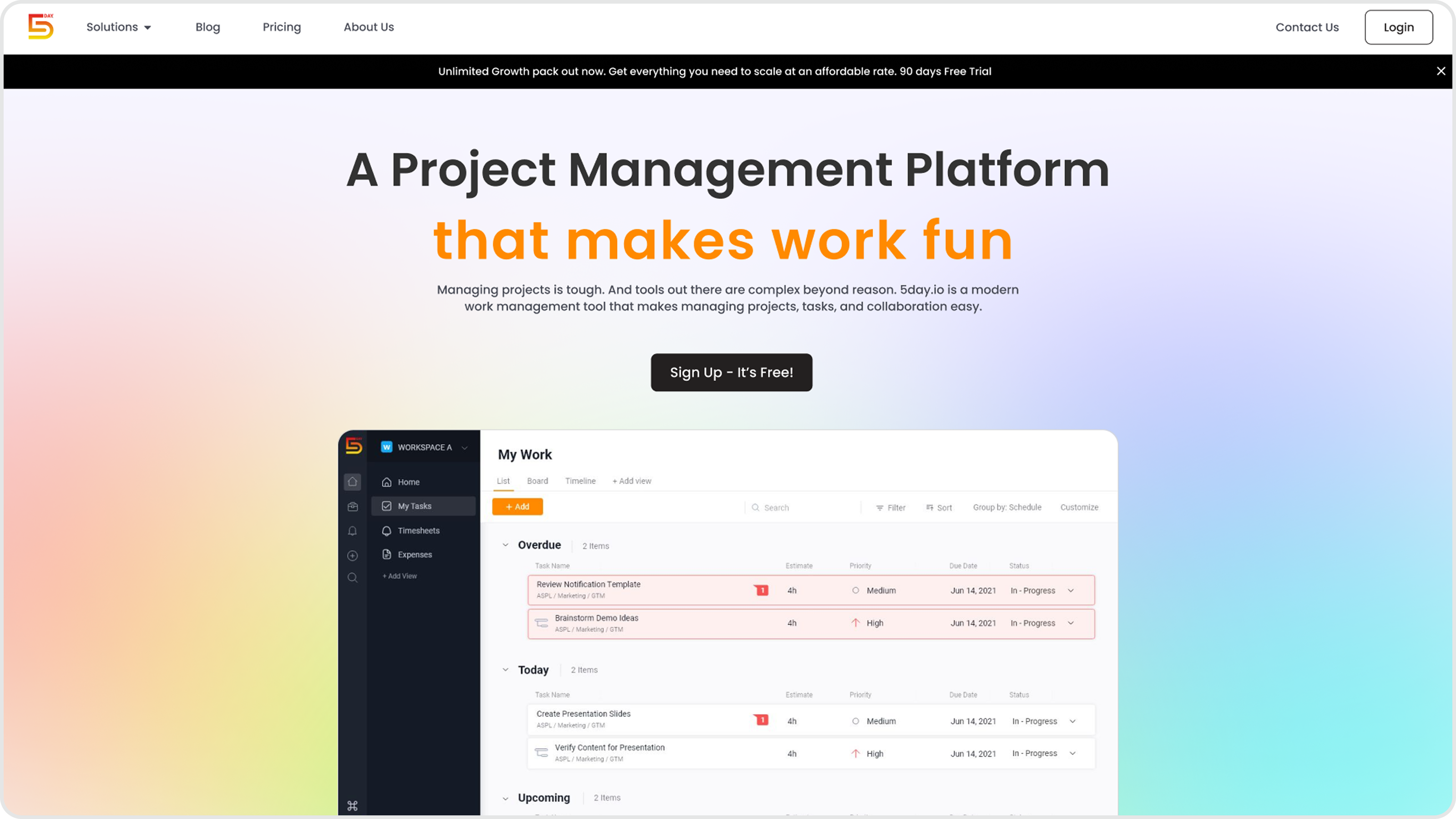 5day homepage hero before redesign