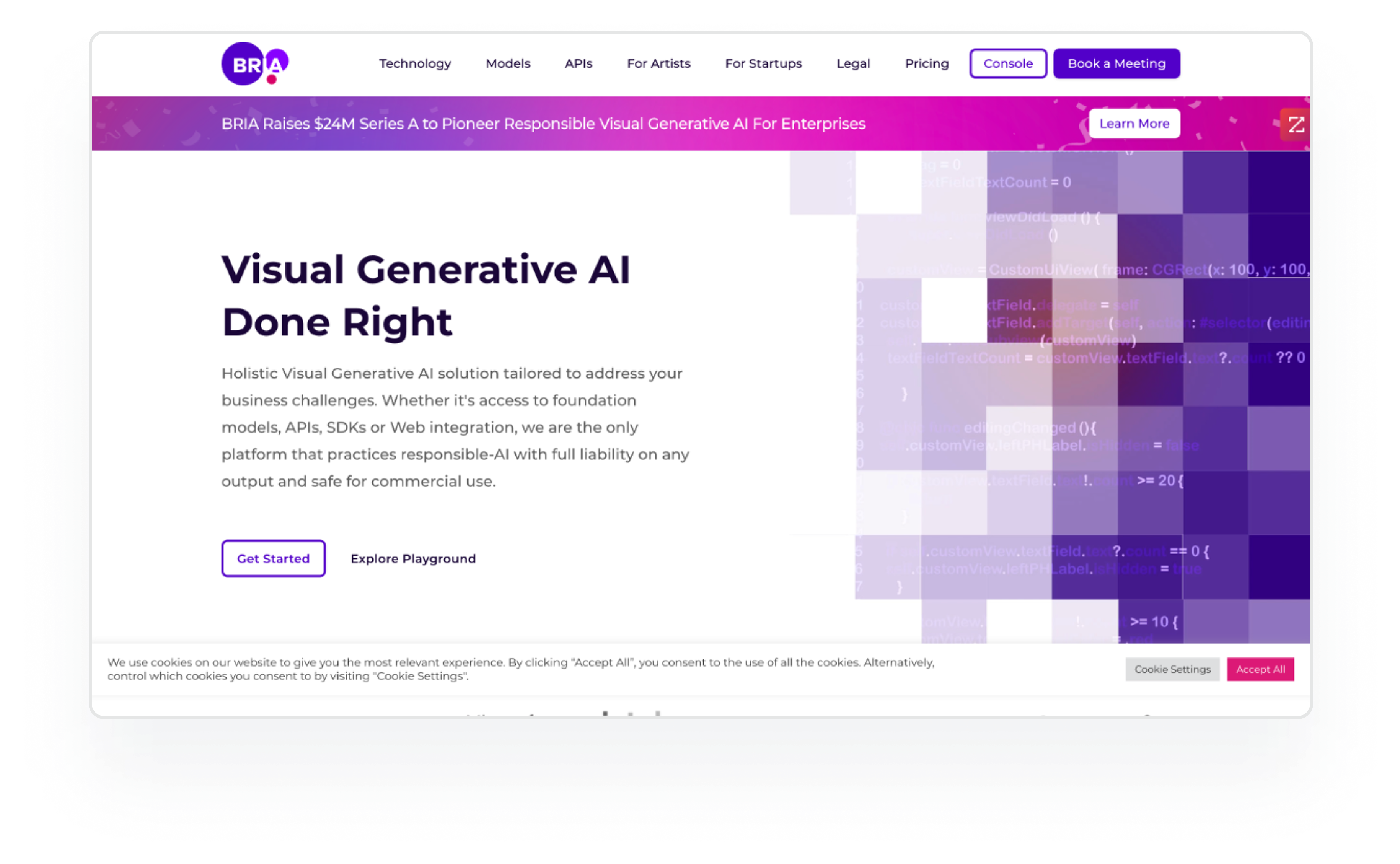 Bria homepage hero before redesign