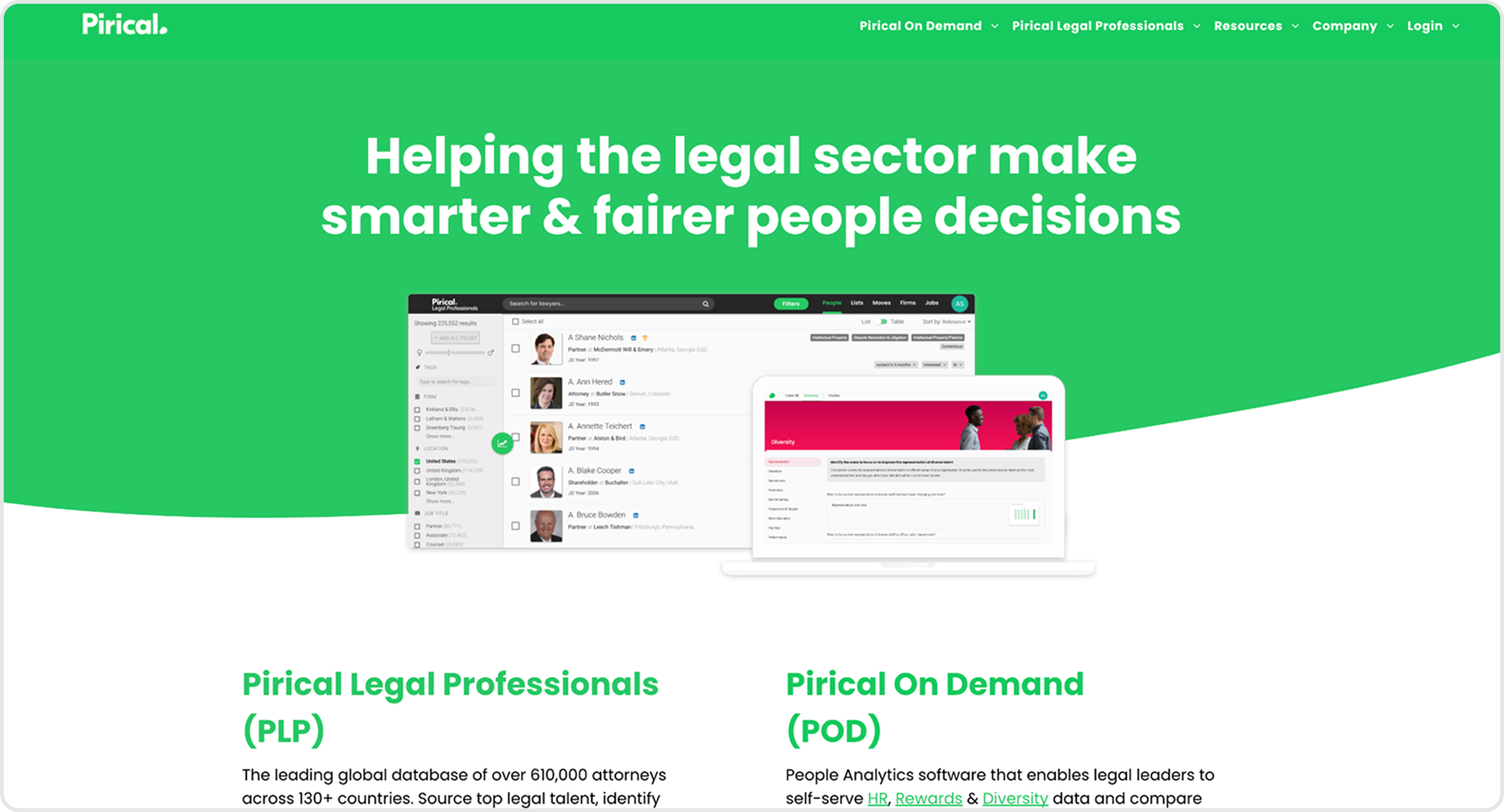 Pirical homepage hero before redesign